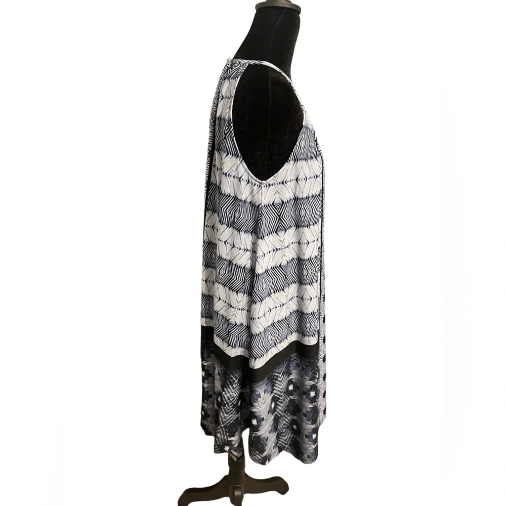 Grace Black Navy and White Midi Dress L